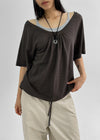 Dexa Stripe Balloon Deep U Neck Tee