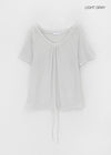 Dexa Stripe Balloon Deep U Neck Tee