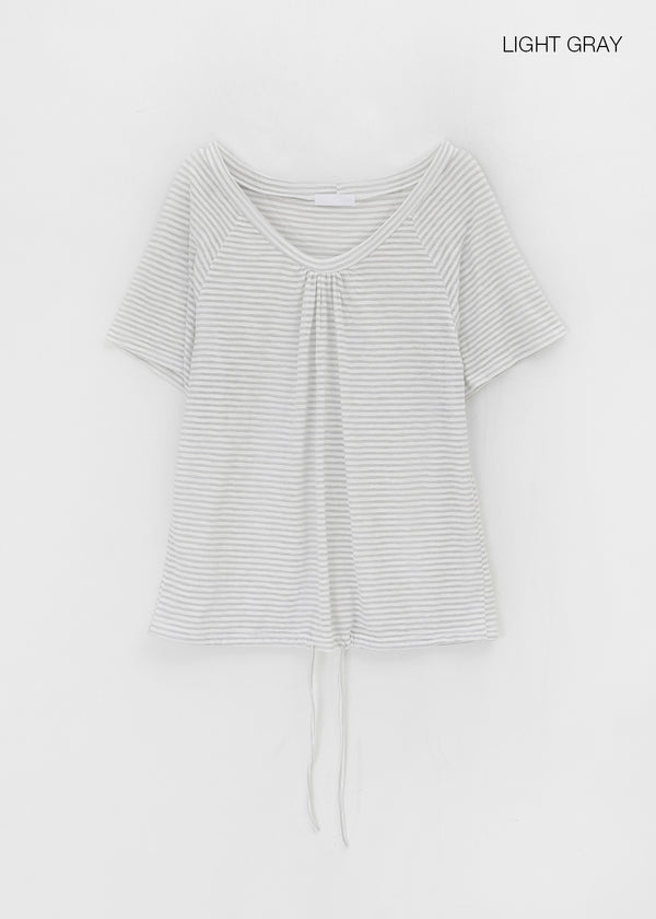 Dexa Stripe Balloon Deep U Neck Tee