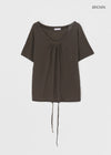 Dexa Stripe Balloon Deep U Neck Tee