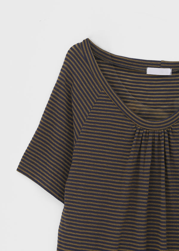 Dexa Stripe Balloon Deep U Neck Tee
