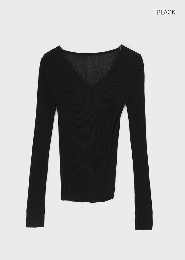 Ringdicky Button Slit Knit
