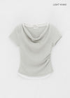 Dipping Halter Layered Shirring Short Sleeve T-shirt