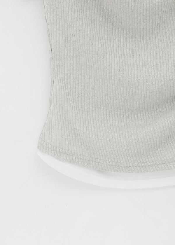 Dipping Halter Layered Shirring Short Sleeve T-shirt