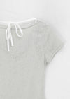 Dipping Halter Layered Shirring Short Sleeve T-shirt