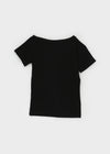 Gels Lettering Unbalanced Off-shoulder Short Sleeve T-shirt