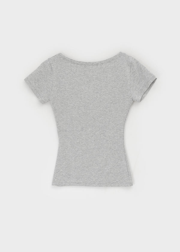 Geloc Slim Deep V-neck Short Sleeve T-shirt