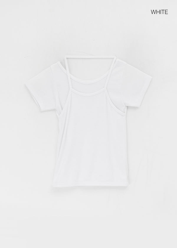 Treon Layered Halter Short Sleeve T-shirt