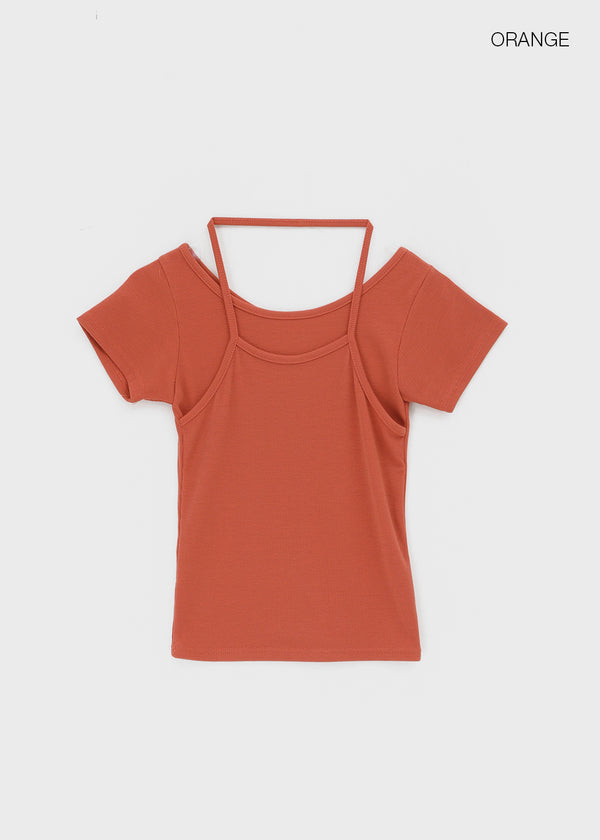 Treon Layered Halter Short Sleeve T-shirt