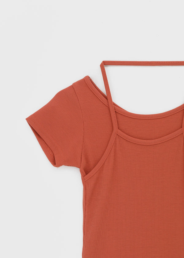 Treon Layered Halter Short Sleeve T-shirt