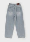 Belpel Washed Wide Balloon Denim Pants