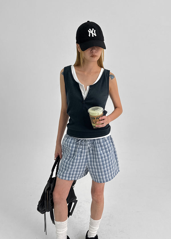 Beroli Ribbed Button Sleeveless