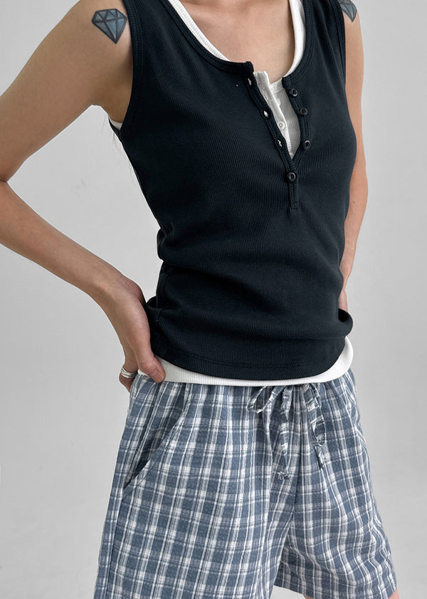 Beroli Ribbed Button Sleeveless