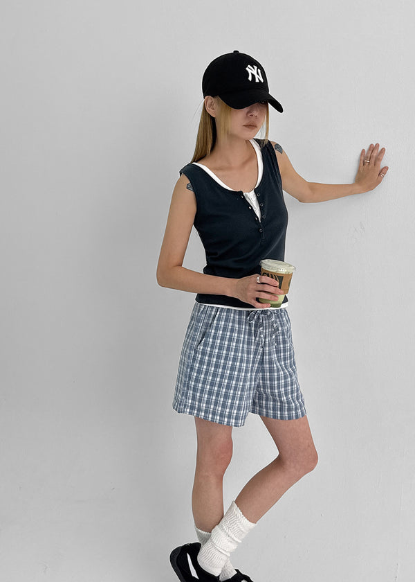 Beroli Ribbed Button Sleeveless