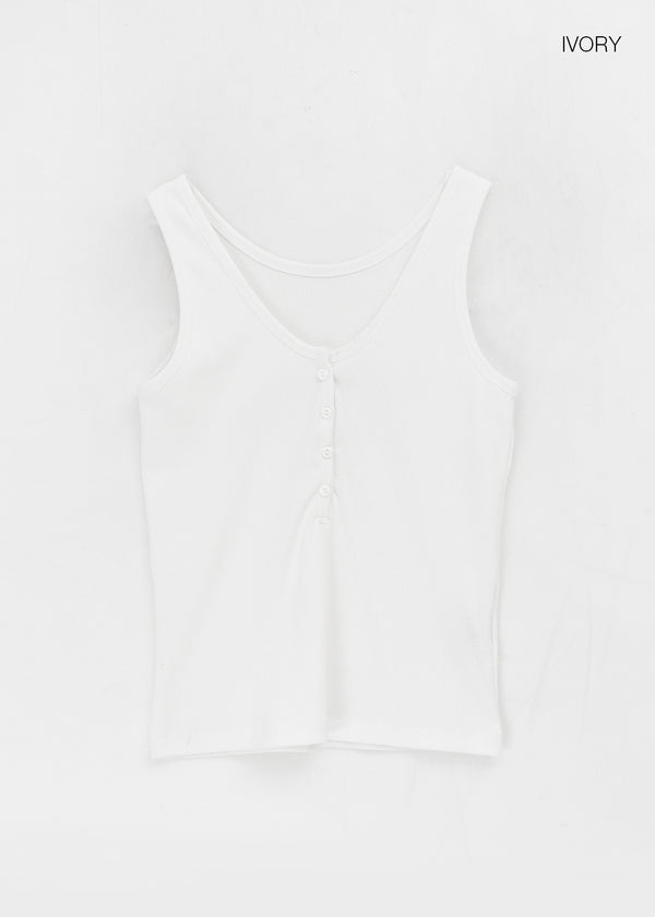 Beroli Ribbed Button Sleeveless