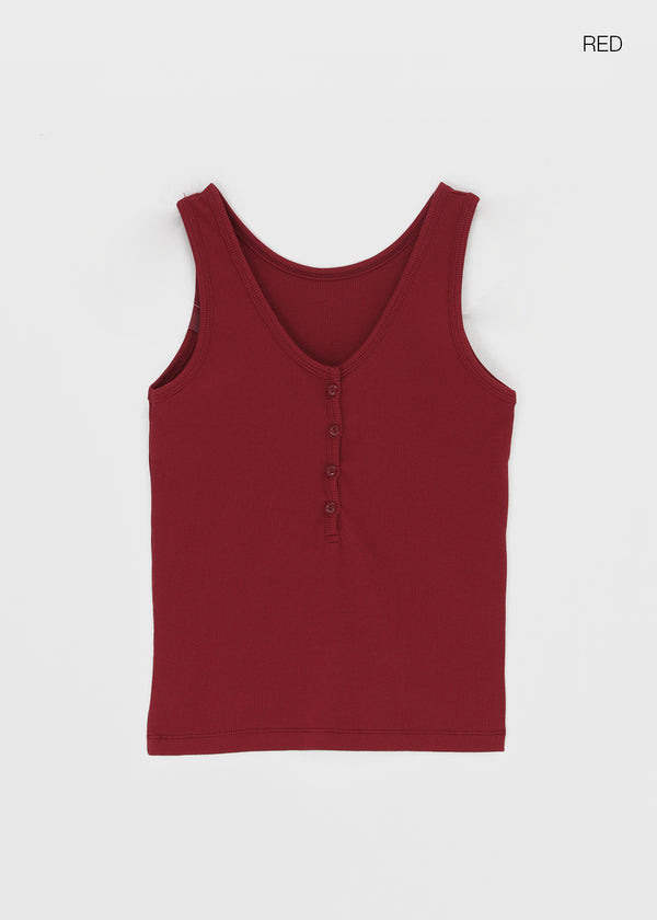 Beroli Ribbed Button Sleeveless