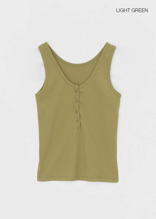 Beroli Ribbed Button Sleeveless