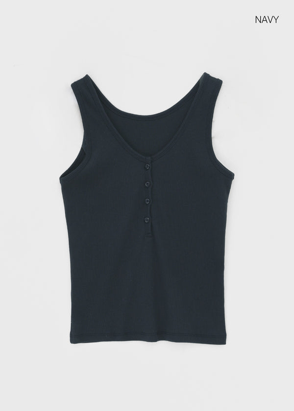 Beroli Ribbed Button Sleeveless