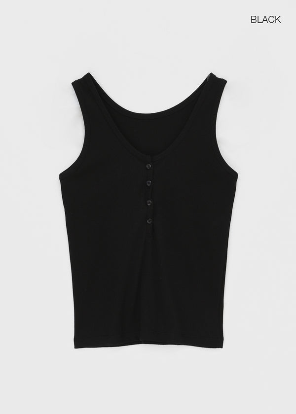 Beroli Ribbed Button Sleeveless