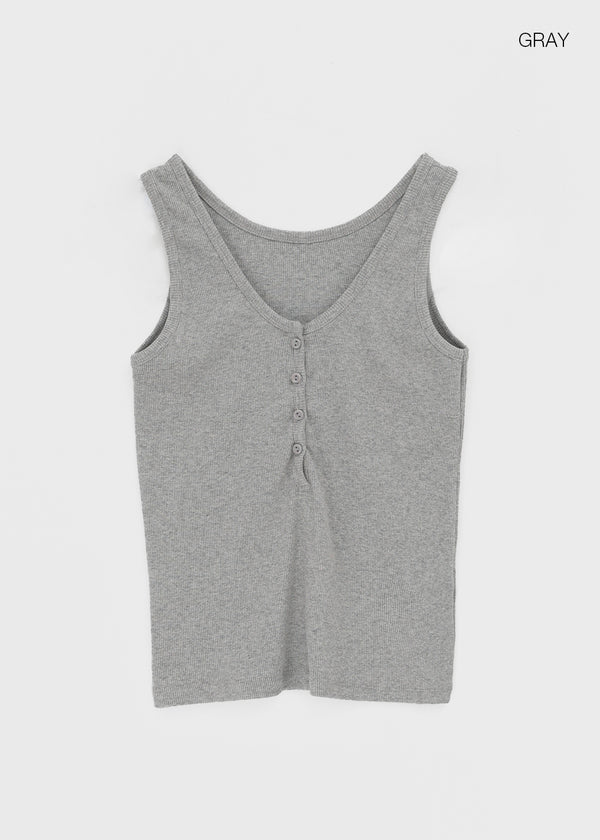 Beroli Ribbed Button Sleeveless