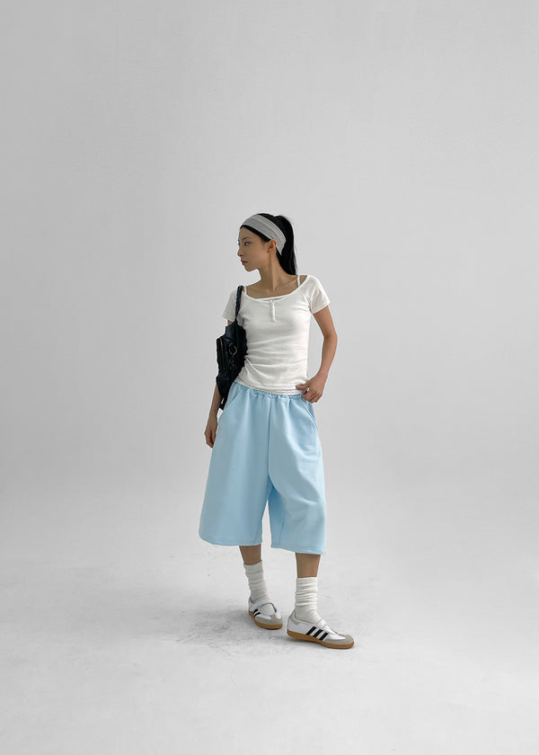 (UNISEX) Benmix Curve Banding Bermuda Shorts