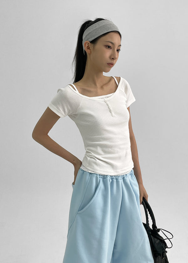 (UNISEX) Benmix Curve Banding Bermuda Shorts