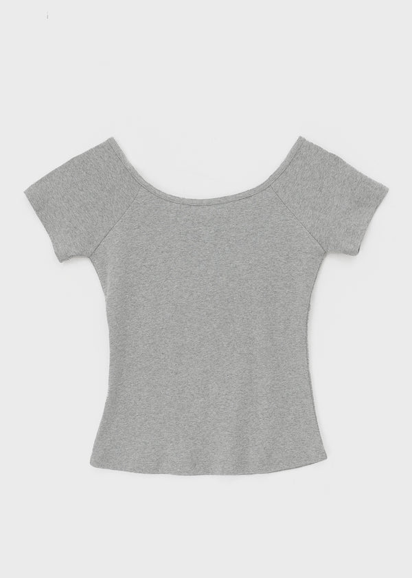 Belten Henley Neck Button Deep U-neck Short Sleeve T-shirt