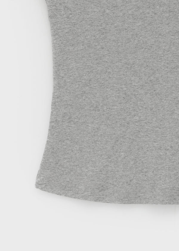 Belten Henley Neck Button Deep U-neck Short Sleeve T-shirt