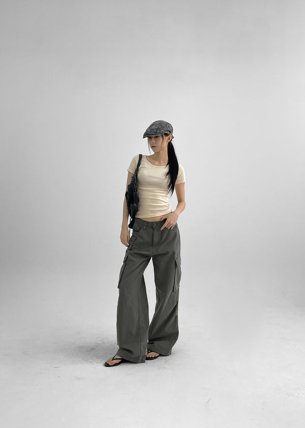 Crank Cotton Wide Cargo Pants