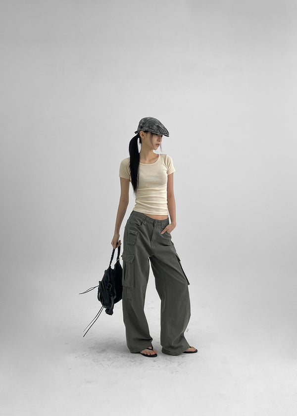 Crank Cotton Wide Cargo Pants