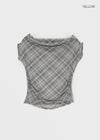 Canpol Drape Sheer Check Off-shoulder Top