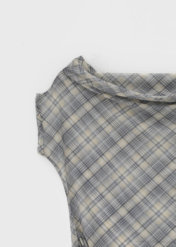 Canpol Drape Sheer Check Off-shoulder Top