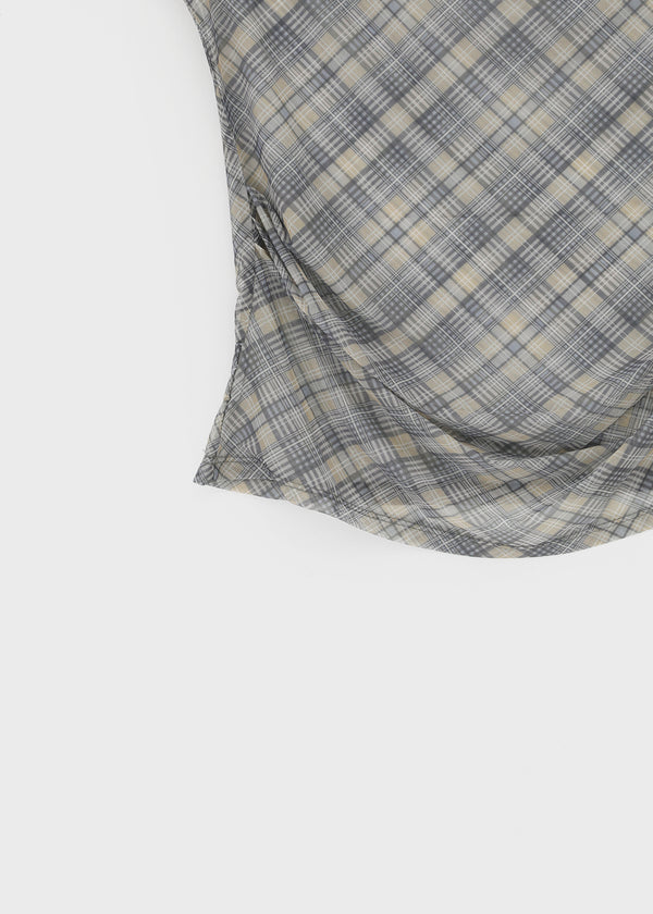 Canpol Drape Sheer Check Off-shoulder Top