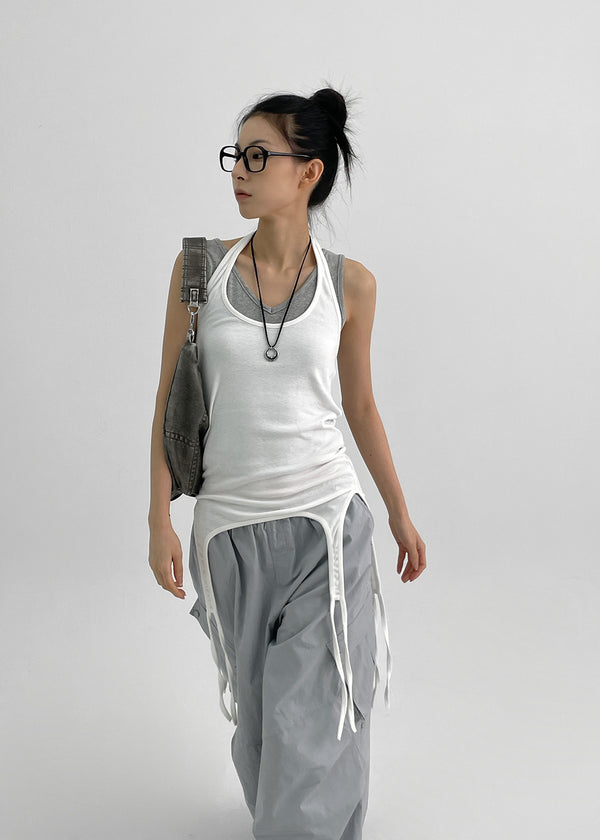 Totok Halter Layered Strap Long Sleeveless