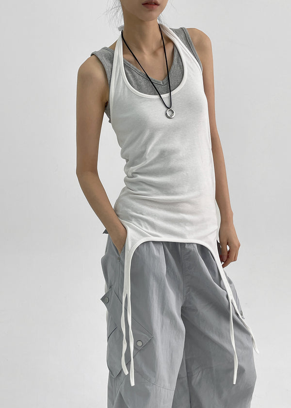 Totok Halter Layered Strap Long Sleeveless