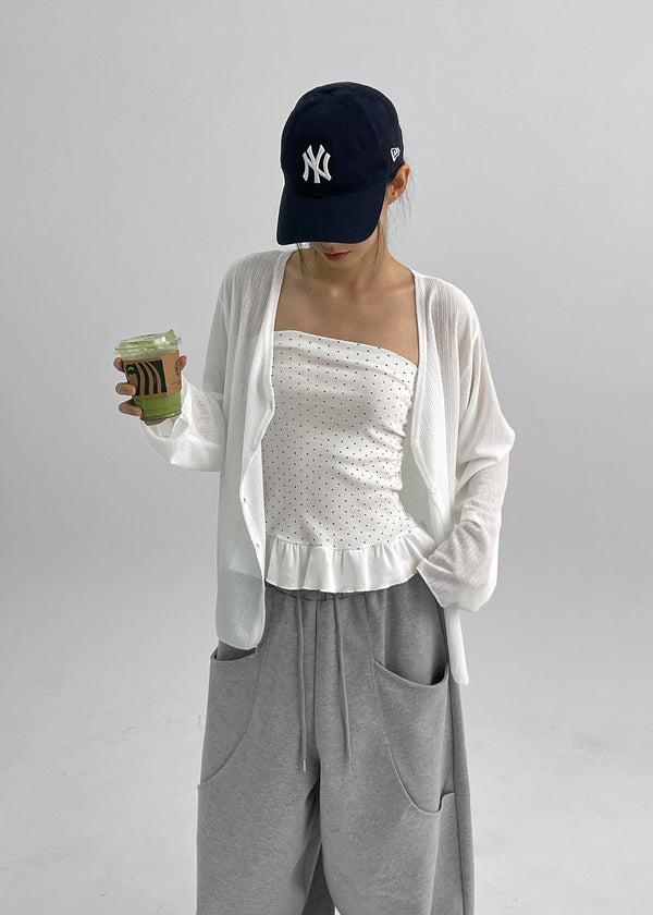 Kumble Summer See-through Loose-fit V-neck Cardigan