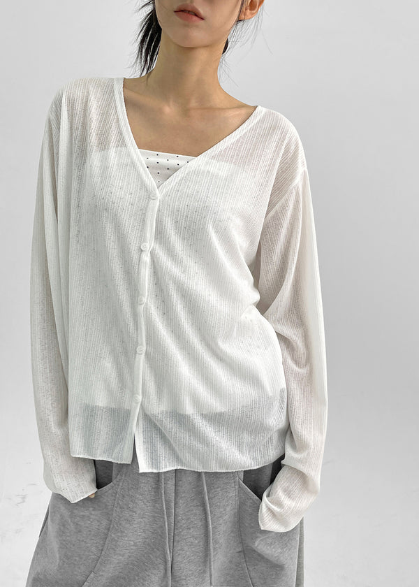 Kumble Summer See-through Loose-fit V-neck Cardigan