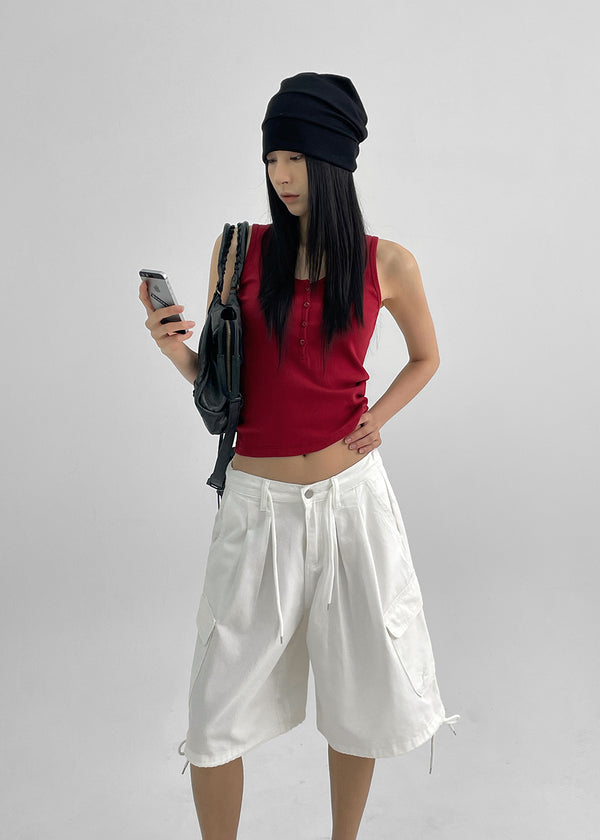 Beroli Ribbed Button Sleeveless