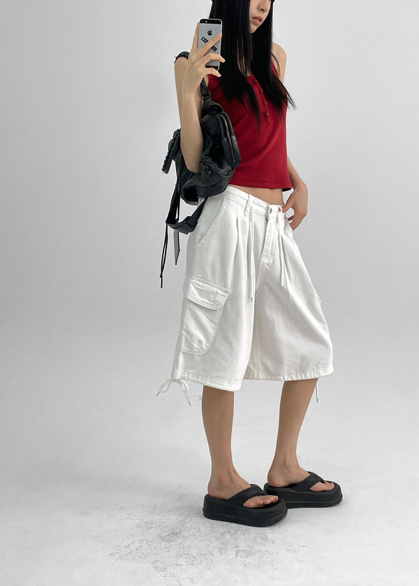 Beroli Ribbed Button Sleeveless