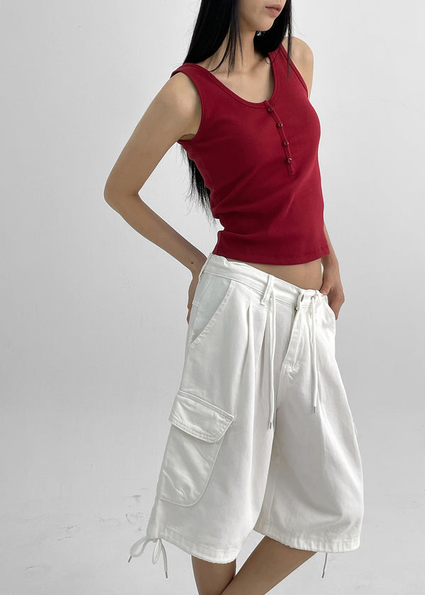 Beroli Ribbed Button Sleeveless