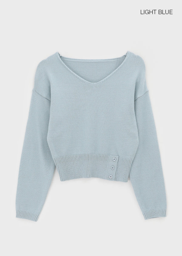 Nissi V-neck Slit Button Knit