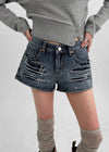 Lanq Damaged Denim Shorts