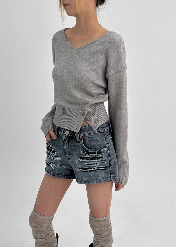 Lanq Damaged Denim Shorts