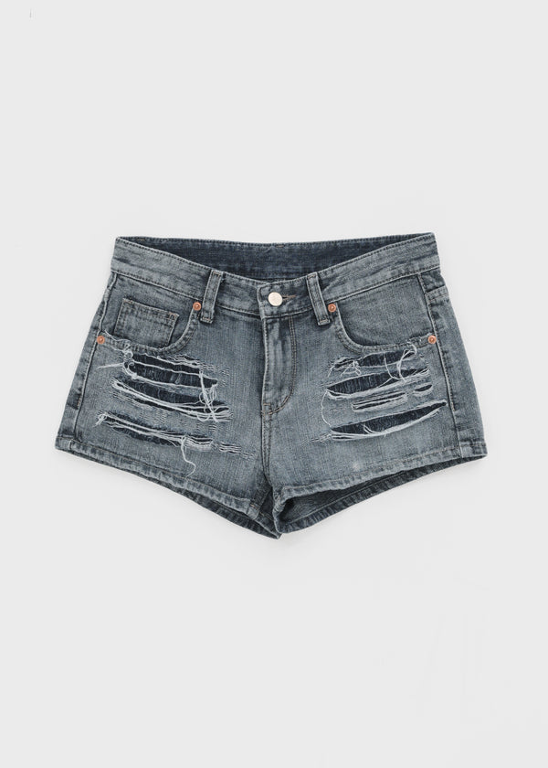 Lanq Damaged Denim Shorts