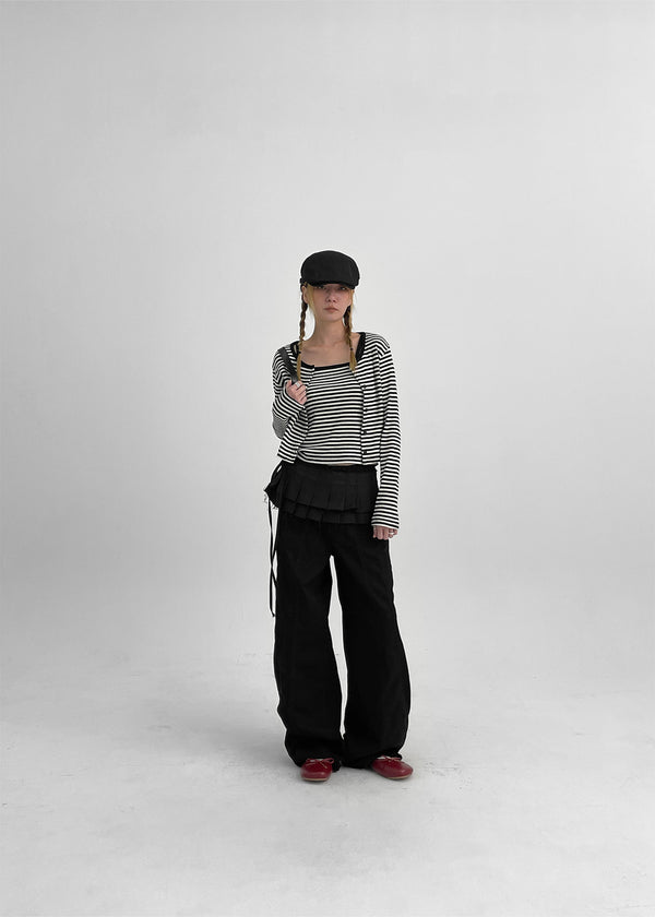 Rutum Cut-out Pocket Wide Cotton Pants