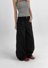 Rutum Cut-out Pocket Wide Cotton Pants