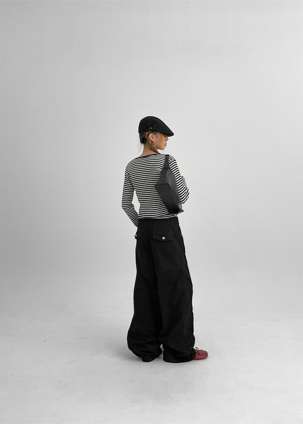 Rutum Cut-out Pocket Wide Cotton Pants