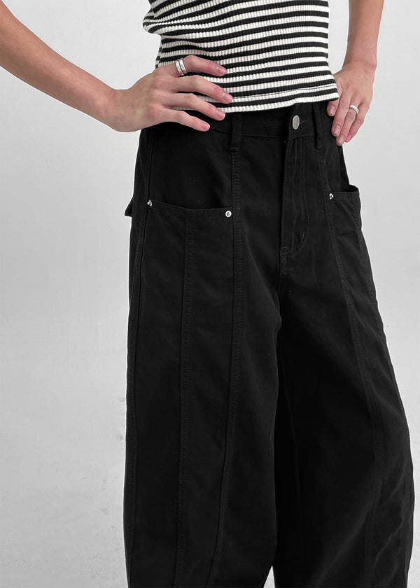 Rutum Cut-out Pocket Wide Cotton Pants