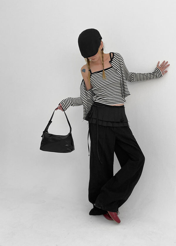 Rutum Cut-out Pocket Wide Cotton Pants