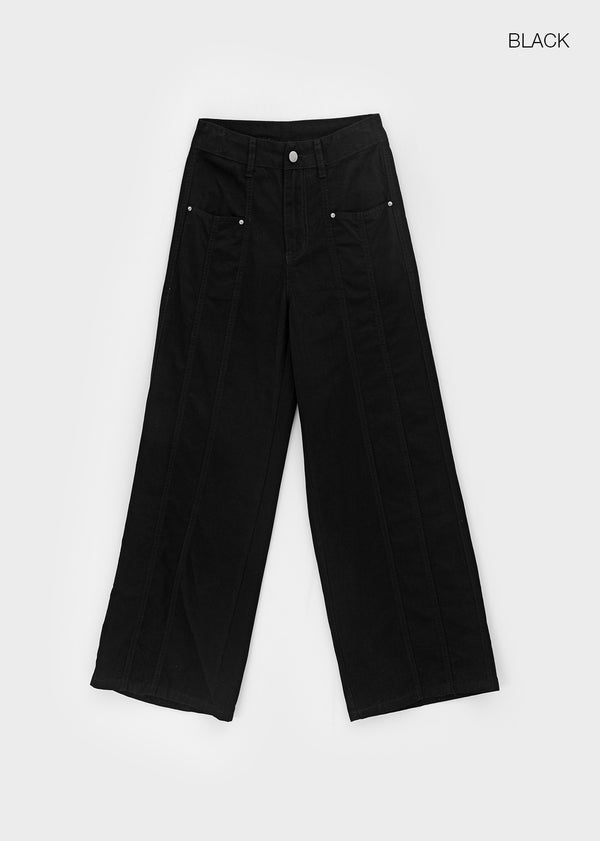 Rutum Cut-out Pocket Wide Cotton Pants